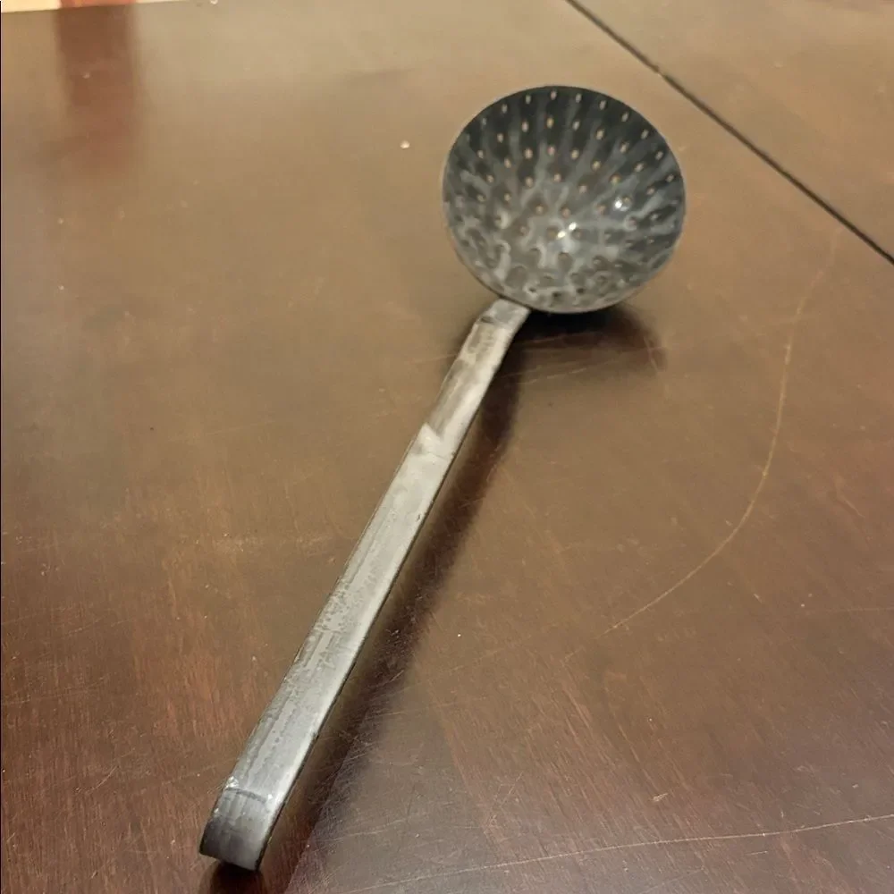 Durable granite enamelware metal slotted spoon